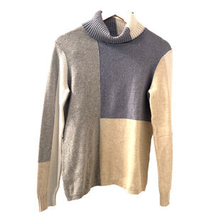 Sundance Sweater Cotton Silk Blend Turtleneck Cozy Soft Womens M colorblock